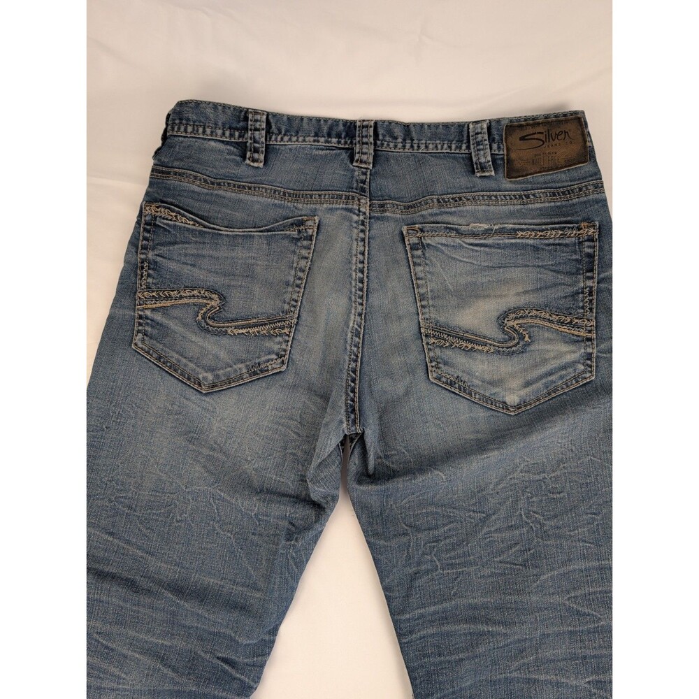 Men's 36x32 Silver Jeans Co Gordie Straight Leg Blue Denim Jeans Pants